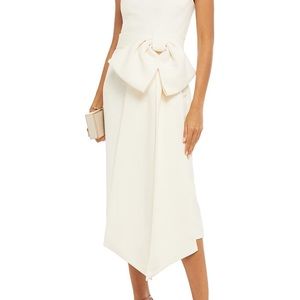 Rebecca Vallance Greta strapless bow-embellished cloqué midi dress